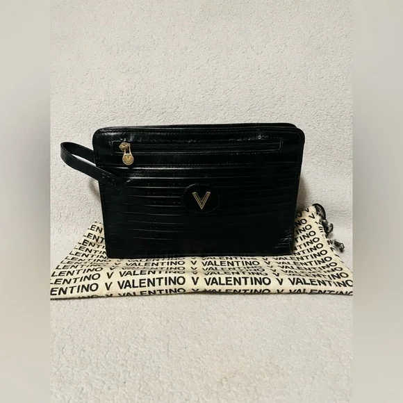 Mario Valentino Black Clutch/ Wristlet w/ Dust bag